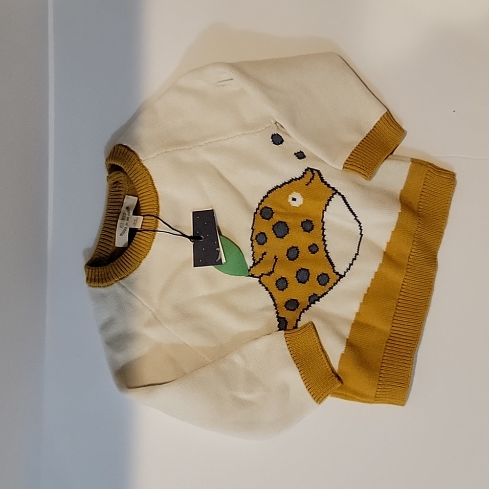 Red Caribou Knot Graphic Sweater yellow fish size 0-3 months nwt